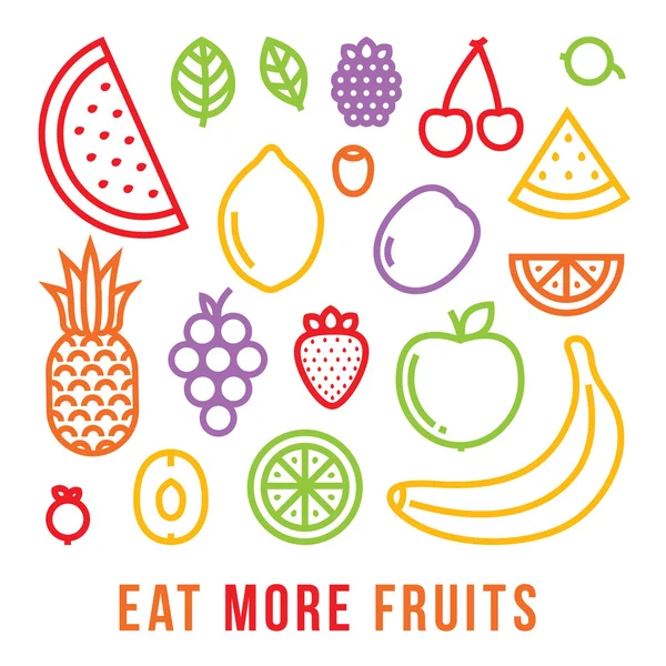 Eet meer fruit motiverende vector kaart — Stockvector