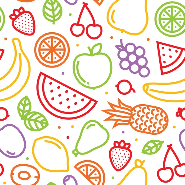 Fruits seamless vector pattern on white — Stock Vector