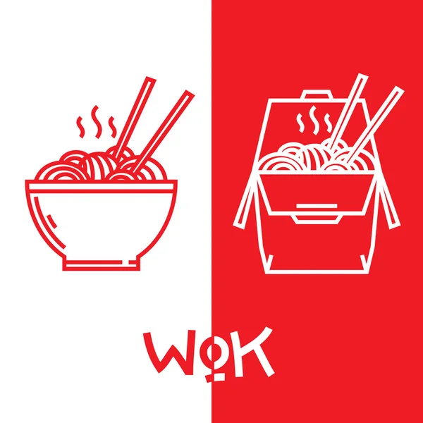 Wok noedels grafische vectorillustraties — Stockvector