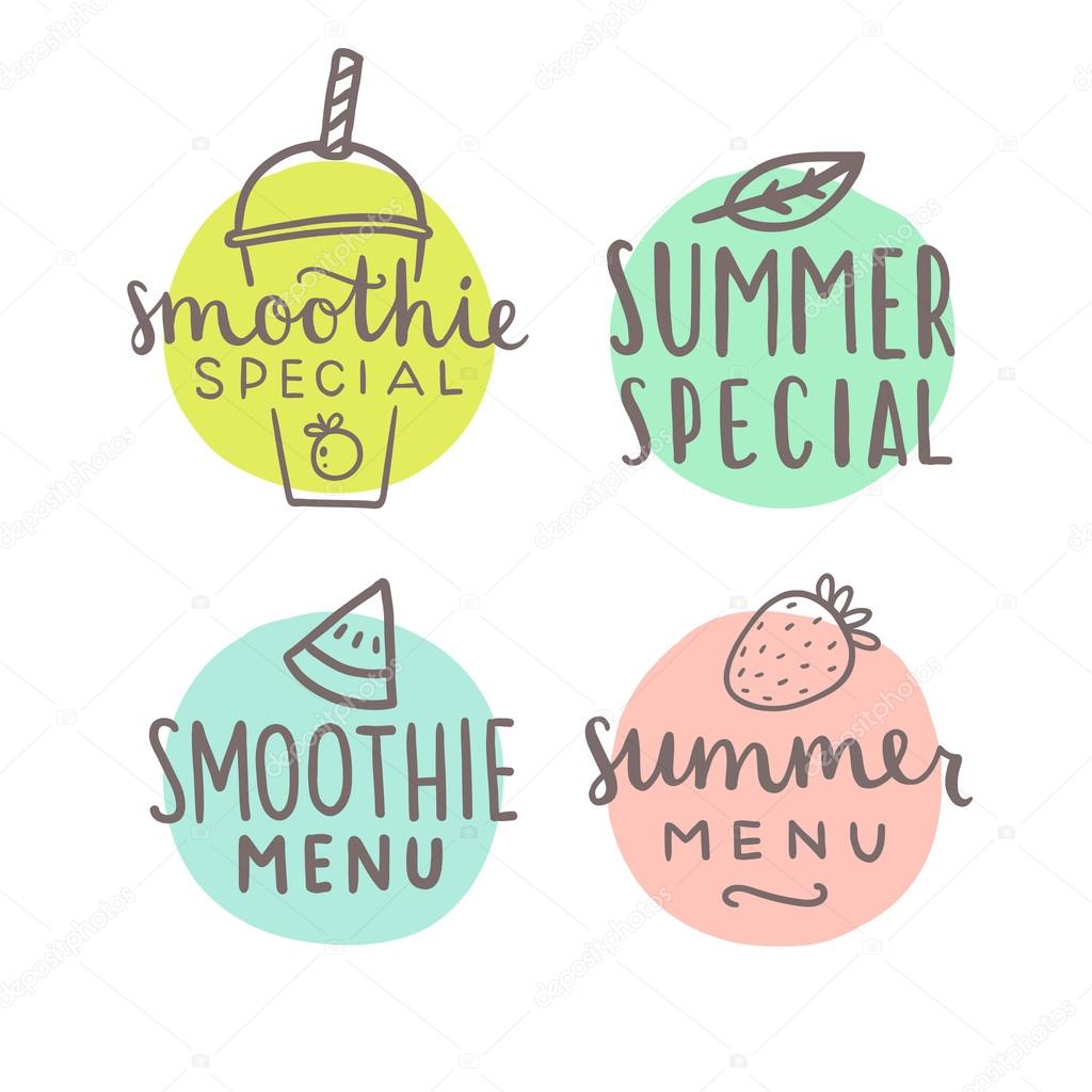 Smoothie special hand drawn badges. Vector hand drawn illustration