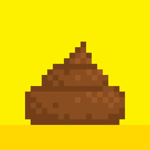 Pixel art style poo on yellow vector illustration — Stock Vector