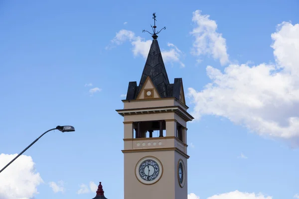 The clock tower on the old Telegraph Office building in Charters Towers, Queensland, Australia which is now a post office.