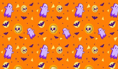 Cadılar Bayramı bayrağınız kutlu olsun ya da parti davetiyesi geçmişiniz. Pankart, web, başlık, kapak, reklam panosu, broşür, sosyal medya, iniş sayfası için vektör illüstrasyonu ideal