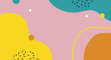 Duvarın, işin, reklamın, sunumun ve web pankartın dekoratif resimleri için pastel renkli sanat arkaplanı soyut şekiller kullanılabilir