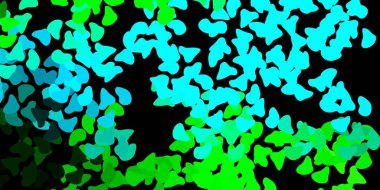 Koyu mavi, Memphis şekilli yeşil vektör dokusu. Soyut tarzda, gradyan formlarda basit tasarım. Duvar kağıdı seti için zarif tasarım.