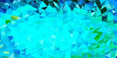 Açık mavi, yeşil vektör mozaik arkaplan. Değişken üçgen şekilli yeni renkli çizimler. İşiniz..