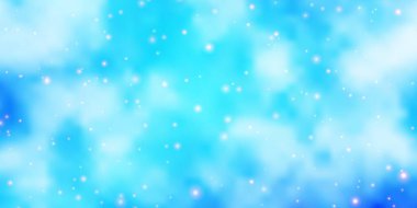 Renkli yıldızlı hafif Mavili vektör arkaplanı. Soyut tarzda renkli bir illüstrasyon ve değişken yıldızlar. Hediyeleri paketlemek için desen.