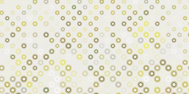 Koyu yeşil, koronavirüs elementli sarı vektör deseni. Dekoratif tarzında renkli işaretleri olan akıllı illüstrasyon. Karantina olayları için en iyi tasarım.