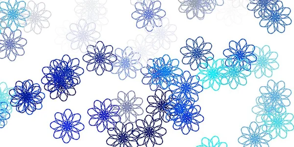 Azul Claro Verde Vector Doodle Fondo Con Flores Flores Coloridas — Vector de stock