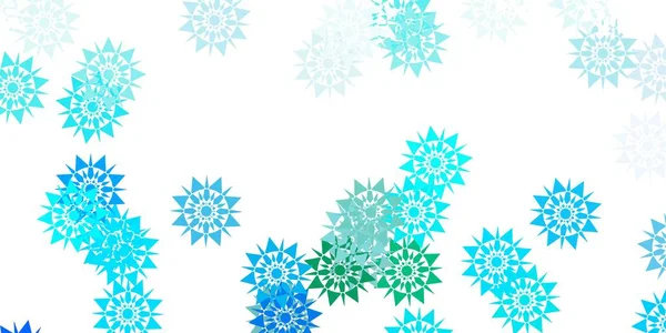 Textura Vectorial Azul Claro Verde Con Copos Nieve Brillantes Ilustración — Archivo Imágenes Vectoriales