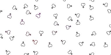 Açık Pembe, üzerinde kadın güç sembolleri olan kırmızı vektör fon. Kadın gücünün resmedildiği soyut bir çizim. Uluslararası Kadınlar Günü için arkaplan.