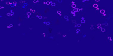 Kadın hakları sembollü açık mor vektör dokusu. Değişken feminizm şekilli renkli bir illüstrasyon. Web tasarımcılarınız için örnek.