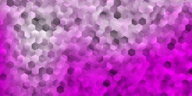 Açık mor, altıgen şekilli pembe vektör düzeni. Bulanık gradyan yüzeyinde renkli altıgenli resim. Marka kitabın..