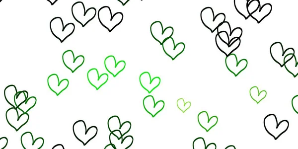 Açık Yeşil Parlak Kalpleri Olan Sarı Vektör Arkaplan Romantik Bir — Stok Vektör