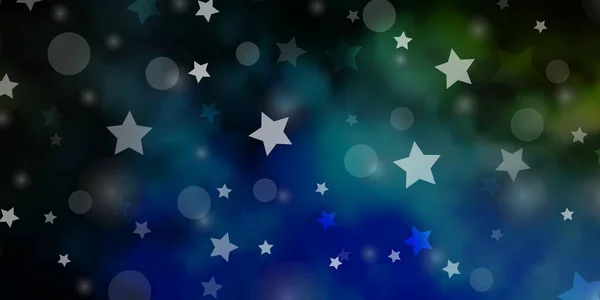 Azul Escuro Verde Textura Vetorial Com Círculos Estrelas —  Vetores de Stock