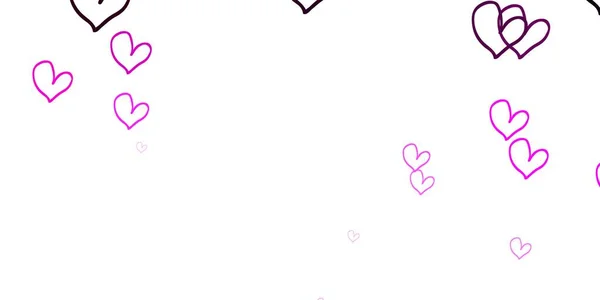 Светло Розовый Векторный Фон Сладкими Сердцами Декоративная Сияющая Иллюстрация Сердцами — стоковый вектор