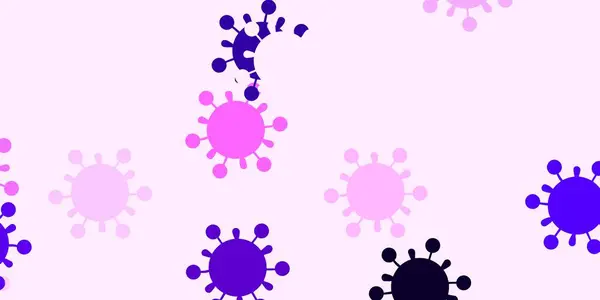 Viola Chiaro Sfondo Vettoriale Rosa Con Simboli Del Virus Illustrazione — Vettoriale Stock