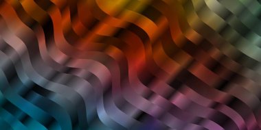 Açık mavi, kıvrımlı sarı vektör dokusu. Uygunsuz gradyan çizgileri olan soyut çizimler. Broşürler, broşürler için desen.