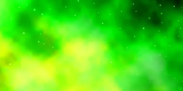 Світло Зелений Жовтий Векторний Фон Маленькими Великими Зірками Кольорове Зображення — стоковий вектор