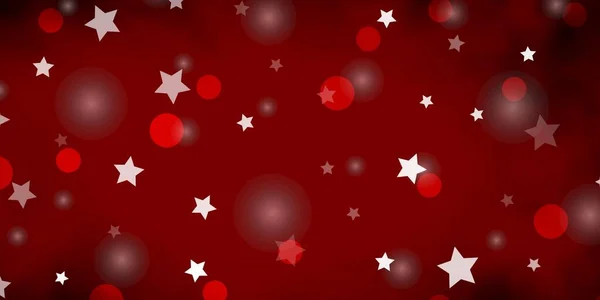 Fondo Vectorial Rojo Oscuro Con Círculos Estrellas Discos Coloridos Estrellas — Vector de stock