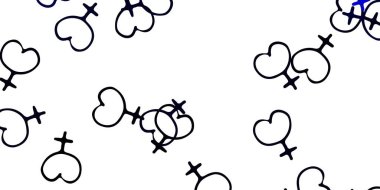 Kadın hakları sembollü hafif BLUE vektör dokusu. Kadın hakları aktivizmiyle soyut tarzda basit bir tasarım. Duvar kağıtları için zarif tasarım. 