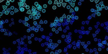 Esrarengiz sembollü koyu mavi vektör arkaplan. Cadılık formlarıyla soyut tarzda geçmişe dönük tasarım. Okült tasarımın için basit bir temel.