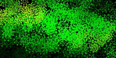 Çizgileri ve üçgenleri olan koyu mavi vektör arkaplanı. Soyut arkaplanda renkli eğimli üçgenler. Duvar kağıtları için şablon.