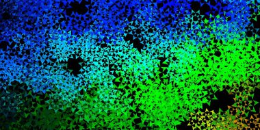 Çizgileri ve üçgenleri olan koyu mavi vektör arkaplanı. Üçgen şekilli ışıltılı soyut çizimler. Terfileriniz için tasarım.