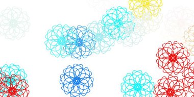 Açık mavi, kırmızı vektör çiçekli karalama şablonu. Basit arka planda rengarenk soyut çiçekler. Broşürler ve kitaplar için akıllı tasarım.