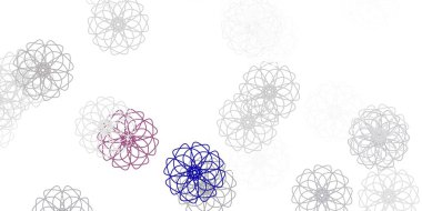 Açık gri vektör karalama desenli çiçekler. Basit arka planda doğal tarzda renkli çiçekler. İşiniz için en iyi tasarım.