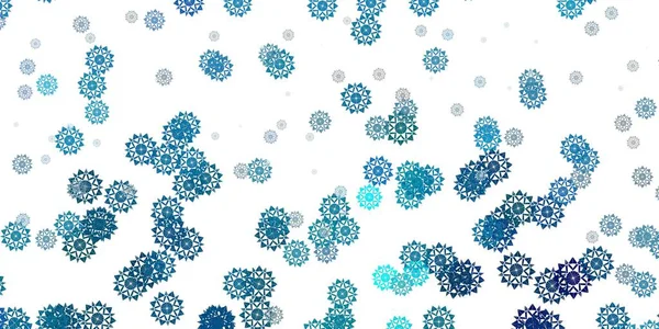 Светло Синий Зеленый Векторный Фон Снежинками Градиентная Красочная Иллюстрация Элементами — стоковый вектор