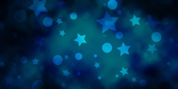 Fundo Vetorial Azul Escuro Com Círculos Estrelas —  Vetores de Stock