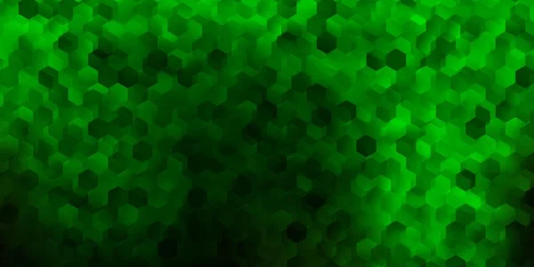 濃い緑のベクトルの背景に六角形のバッチ 色グラデーション六角形でスマート抽象イラスト 広告を作成するためのデザインを開始 — ストックベクタ