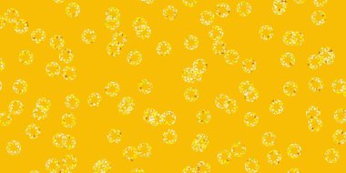 Açık yeşil, noktalı sarı vektör arkaplan. Renkli damlaları olan soyut parlak bir illüstrasyon. Reklamlarınız için tasarım.