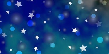 Dairesel ve yıldızlı hafif Mavili vektör düzeni.