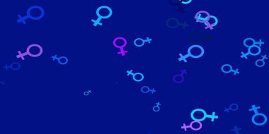 Açık Pembe, iş kadını işaretli mavi vektör şablonu. Kadınların güç ve güç göstergelerini gösteren bir ilüzyon. Uygulamalarınız için akıllı tasarım.