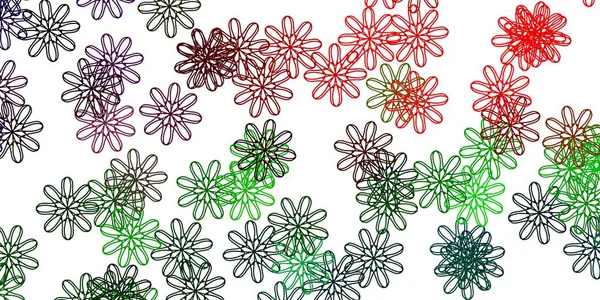 Modèle Doodle Vectoriel Multicolore Clair Avec Des Fleurs Illustration Colorée — Image vectorielle