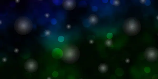 Azul Escuro Modelo Vetor Verde Com Círculos Estrelas — Vetor de Stock