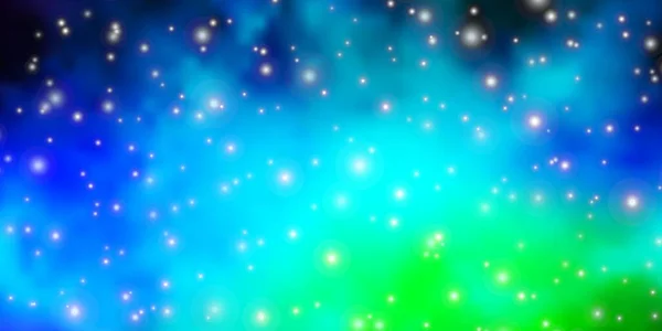 Světle Modrá Zelená Vektorová Šablona Neonovými Hvězdami — Stockový vektor