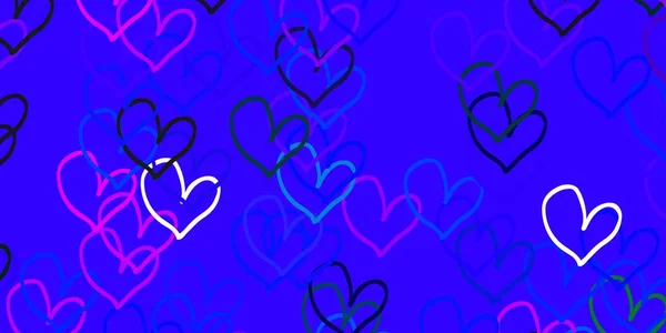 Светло Розовая Голубая Векторная Текстура Прекрасными Сердцами Цветная Иллюстрация Сердечками — стоковый вектор