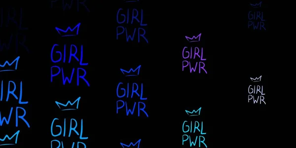Dark Pink Blue Vector Texture Women Rights Symbols Colorful Feminism — Stock Vector
