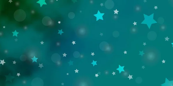 Ljusblå Grön Vektor Struktur Med Cirklar Stjärnor — Stock vektor