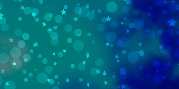 Ljusblå Grön Vektor Bakgrund Med Cirklar Stjärnor — Stock vektor