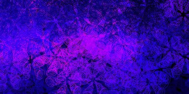 Koyu mor, pembe baloncuklu vektör arkaplan. Doğa tarzında renkli noktaları olan soyut illüstrasyon. Duvar kağıtları, perdeler için desen.