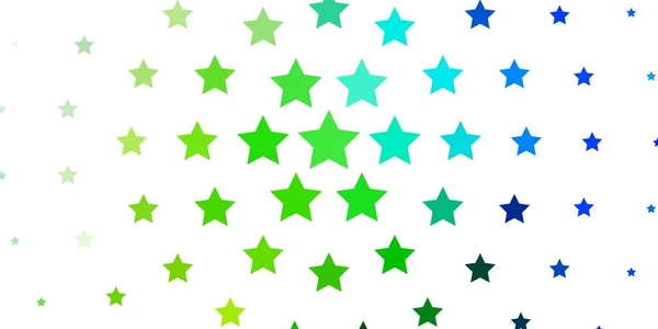 Azul Claro Fundo Vetorial Verde Com Estrelas Pequenas Grandes — Vetor de Stock