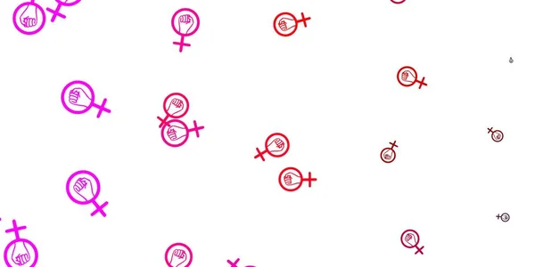 Светло Розовый Желтый Векторный Фон Женскими Шприцами Красочные Символы Феминизма — стоковый вектор
