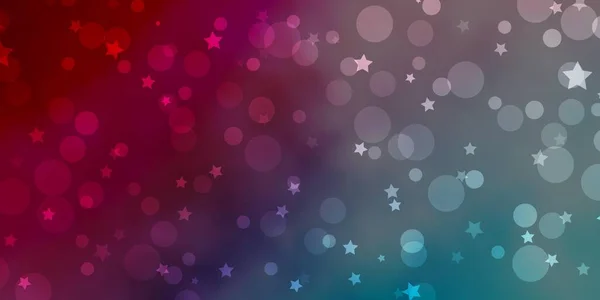 Azul Claro Patrón Vectorial Rojo Con Círculos Estrellas Ilustración Abstracta — Vector de stock