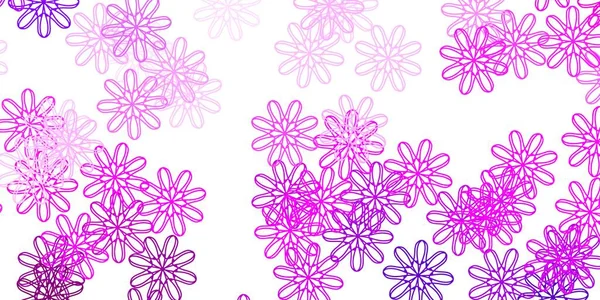 Hellviolettes Rosafarbenes Vektor Doodle Muster Mit Blumen Einfaches Design Mit — Stockvektor