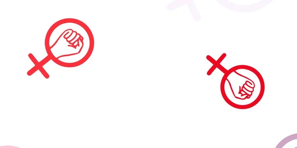 Φωτεινό Κόκκινο Διανυσματικό Μοτίβο Φεμινιστικά Στοιχεία Πολύχρωμα Σύμβολα Φεμινισμού Κλίση — Διανυσματικό Αρχείο