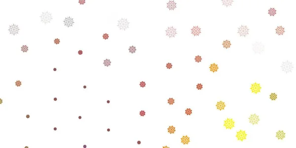 Светло Красный Желтый Векторный Фон Снежинками Красочные Снежные Элементы Декоративном — стоковый вектор